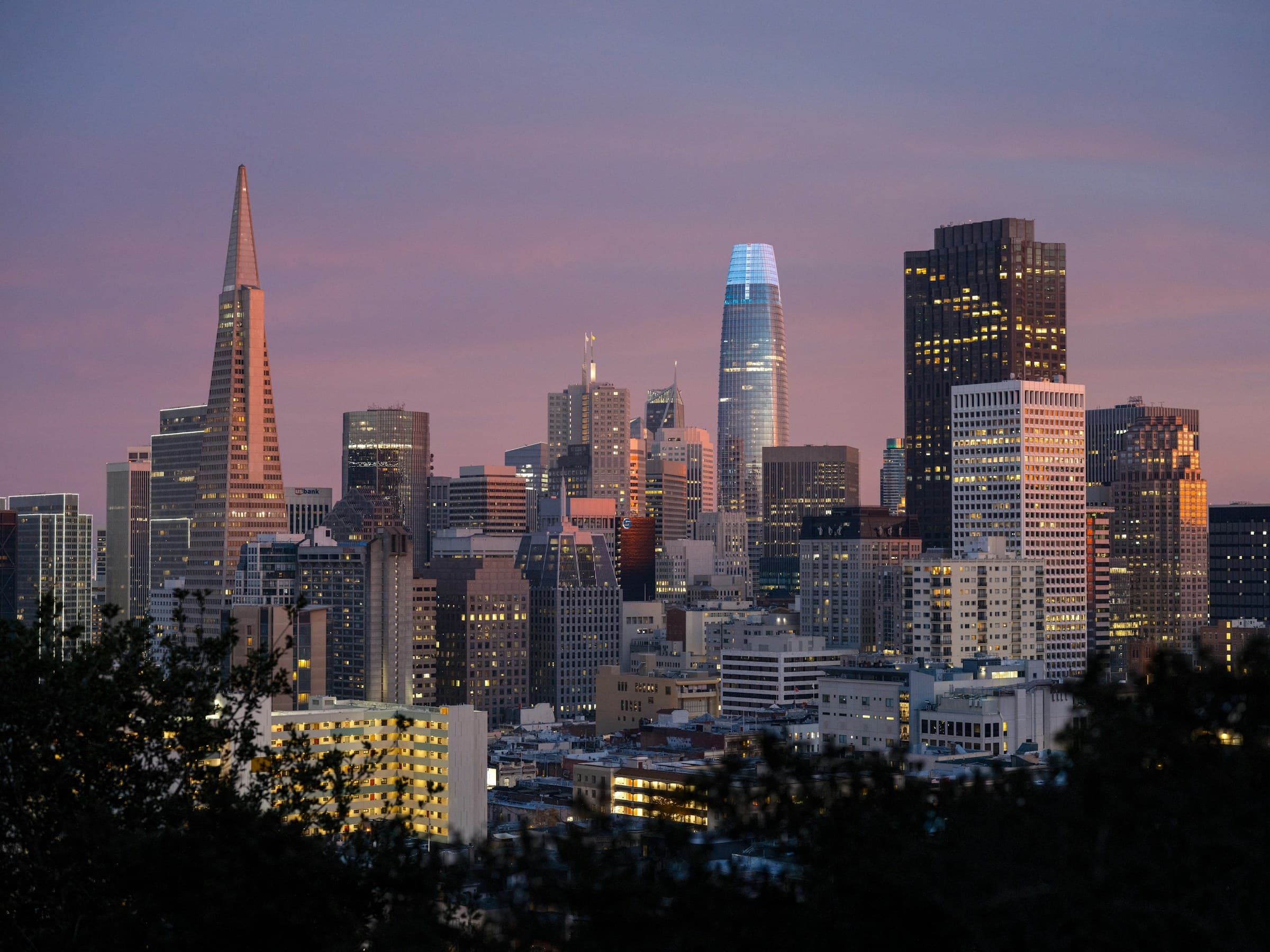A skyline at blue hour
